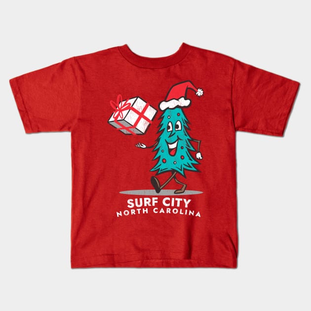 Surf City, NC Vacationing Christmas Tree Kids T-Shirt by Contentarama